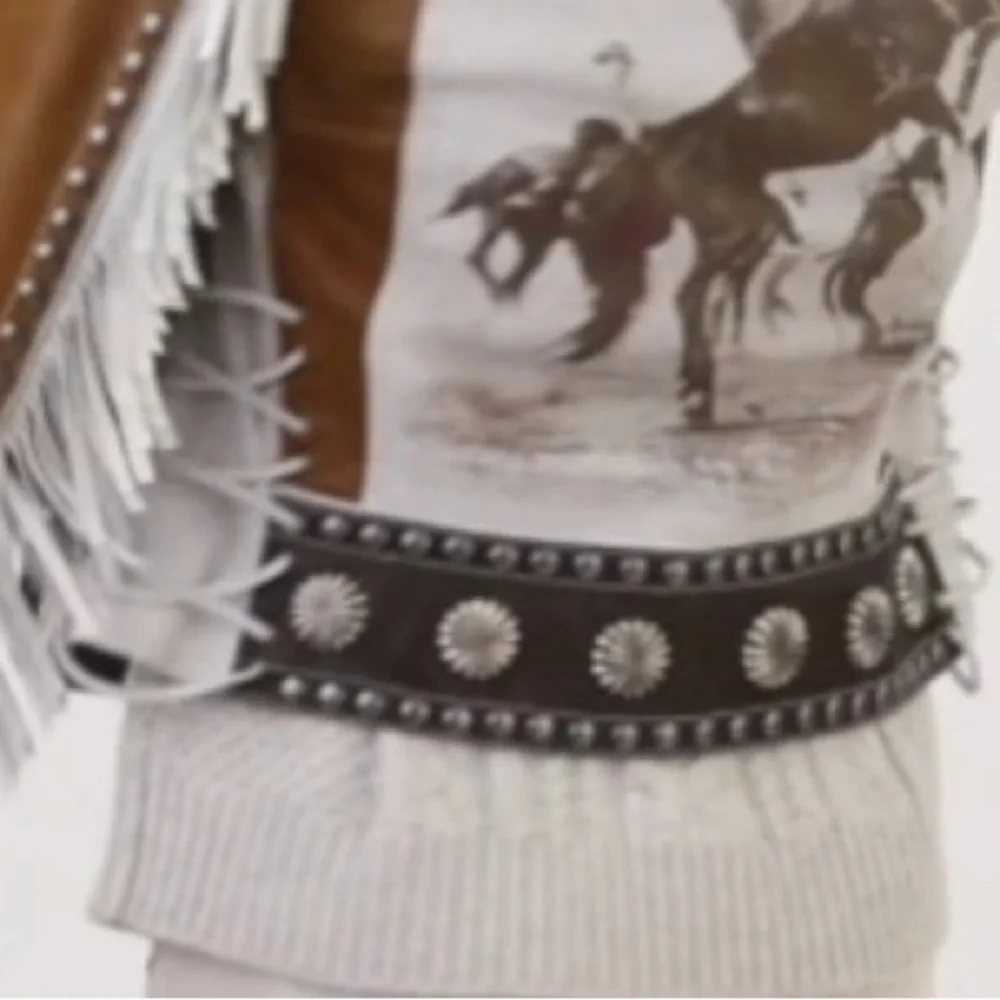 Double D Ranch Leather fringe Jacket studded bucking horse cowgirl RTL $1395 NWT - Picture 13 of 15